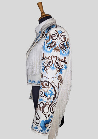 Women’s Ivory Embroidered 3-Piece Country Western Suit with Fringe Country Wedding Party Attire