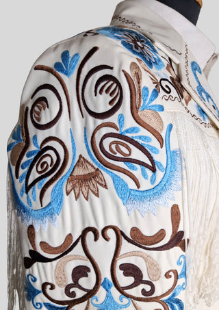 Women’s Ivory Embroidered 3-Piece Country Western Suit with Fringe Country Wedding Party Attire