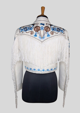 Women’s Ivory Embroidered 3-Piece Country Western Suit with Fringe Country Wedding Party Attire