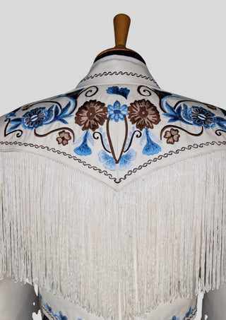 Women’s Ivory Embroidered 3-Piece Country Western Suit with Fringe Country Wedding Party Attire