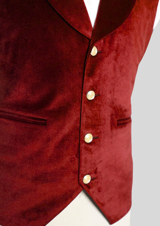 Men;s Maroon Velvet 4 Piece Embroidered Rococo Suit For Carnival Party Outfit