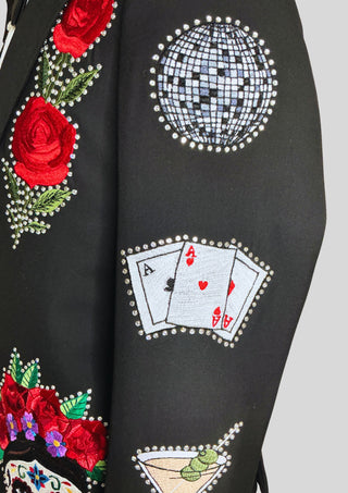 Men Black Embroidered Country Western Blazer – Customizable Handcrafted Jacket for Weddings, Parties & Groom Wear