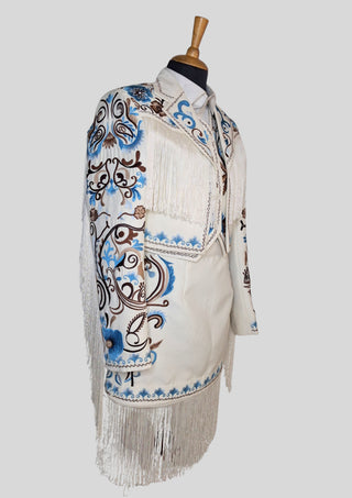 Women’s Ivory Embroidered 3-Piece Country Western Suit with Fringe Country Wedding Party Attire