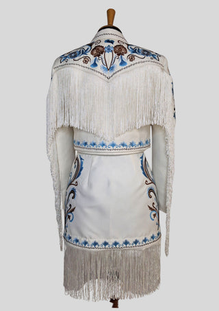 Women’s Ivory Embroidered 3-Piece Country Western Suit with Fringe Country Wedding Party Attire