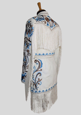 Women’s Ivory Embroidered 3-Piece Country Western Suit with Fringe Country Wedding Party Attire