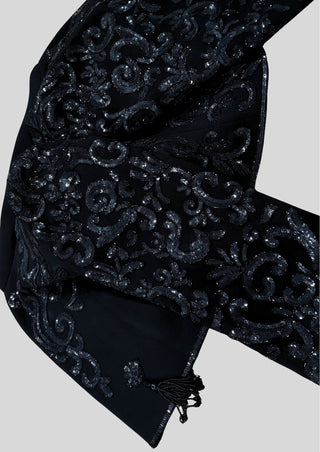 Women Black Matador Crop Jacket – Full Embroidered Spanish Style, Sequin Embellished Statement Piece