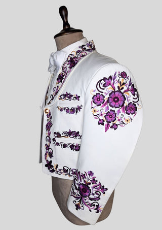 Men’s Customized Ivory Mariachi 3 Piece Embroidered Charro Wedding Groom Suit