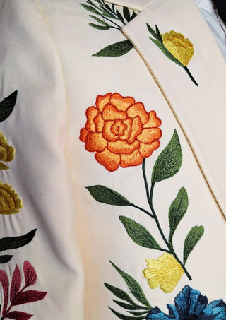 Men’s Ivory Embroidered 2 Piece Suit – Sun & Eagle Western Art Design Wedding Party Outfit