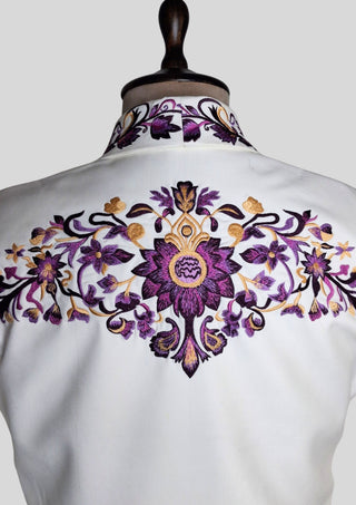 Men’s Customized Ivory Mariachi 3 Piece Embroidered Charro Wedding Groom Suit