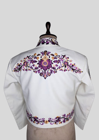 Men’s Customized Ivory Mariachi 3 Piece Embroidered Charro Wedding Groom Suit