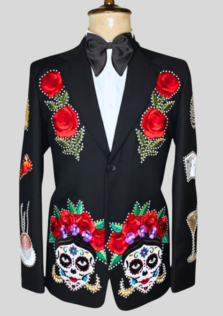 Men Black Embroidered Country Western Blazer – Customizable Handcrafted Jacket for Weddings, Parties & Groom Wear