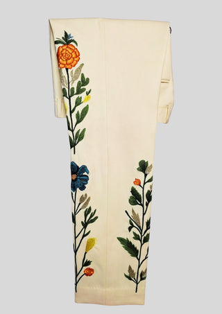 Men’s Ivory Embroidered 2 Piece Suit – Sun & Eagle Western Art Design Wedding Party Outfit