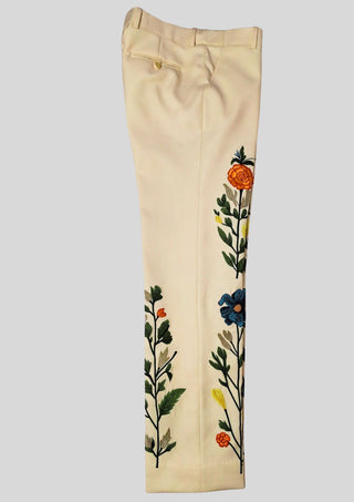 Men’s Ivory Embroidered 2 Piece Suit – Sun & Eagle Western Art Design Wedding Party Outfit