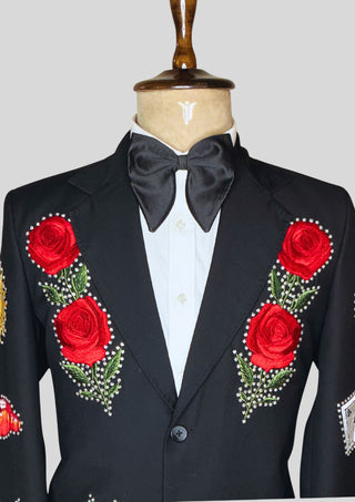 Men Black Embroidered Country Western Blazer – Customizable Handcrafted Jacket for Weddings, Parties & Groom Wear