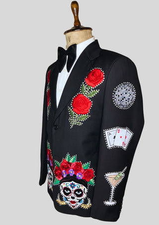 Men Black Embroidered Country Western Blazer – Customizable Handcrafted Jacket for Weddings, Parties & Groom Wear