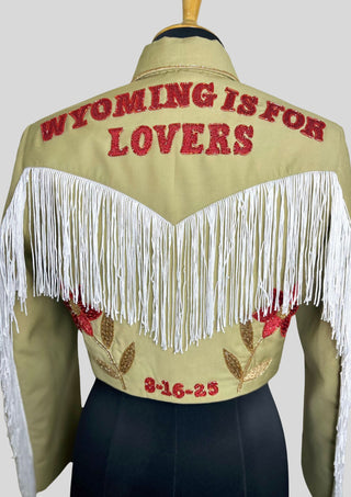 Country Western Women Embroidered Green Cowgirl Fringed Wedding Jacket Cocktail Attire