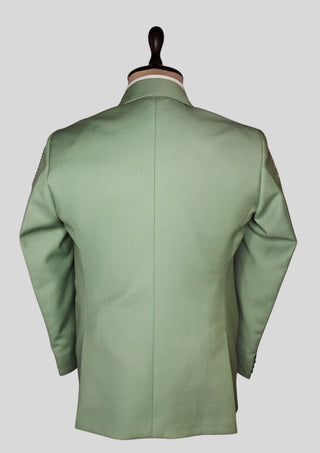 Men’s Palm Green Country Western Blazer with Floral Embroidery Rhinestone Detail Groom Outfit