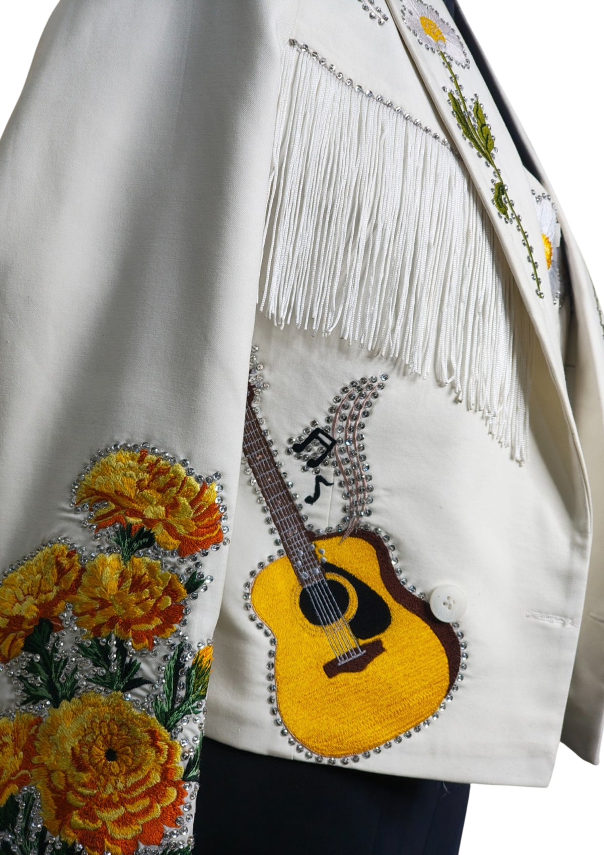 Women’s White Rhinestone Embroidered Country Western 3-Piece Suit Cocktail Party Attire