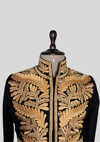 Men’s Black18th Century 3 Piece Rococo Embroidered Suit Theme Wedding Venice Carnival Outfit