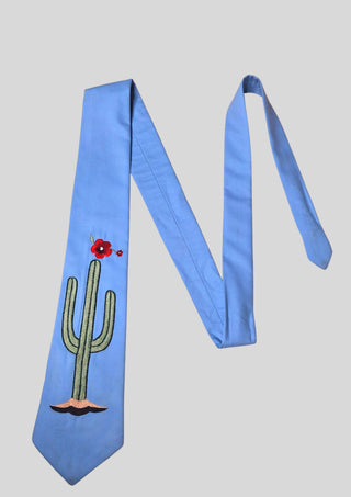 Men’s Powder Blue Country Western Suit – 2 Piece Cowboy Wedding Outfit with Cactus Embroidery & Fringe Detail