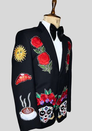 Men Black Embroidered Country Western Blazer – Customizable Handcrafted Jacket for Weddings, Parties & Groom Wear