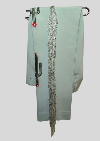 Western Cowboy Fringe Blazer - Embroidered Cactus Suit Jacket - Rodeo Style