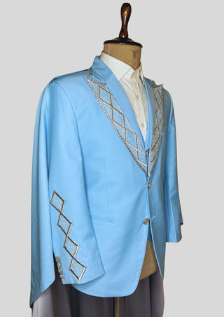 Men Powder Blue 4Pc Vintage Styled History Suits for Wedding Theatre Carnival Attire