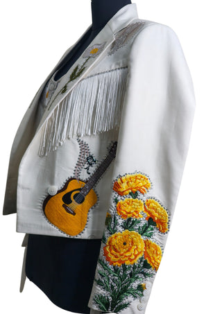Women’s White Rhinestone Embroidered Country Western 3-Piece Suit Cocktail Party Attire
