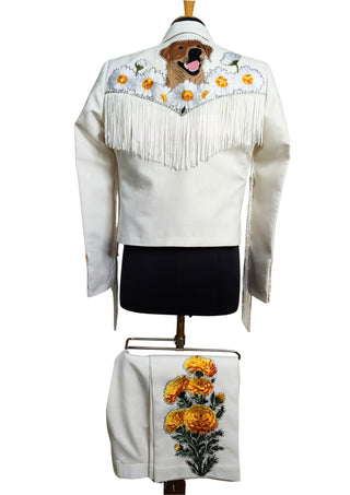 Women’s White Rhinestone Embroidered Country Western 3-Piece Suit Cocktail Party Attire