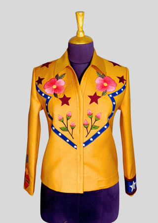 Women’s Mustard Country Western Embroidered 2 Piece Suit Country Girl Style