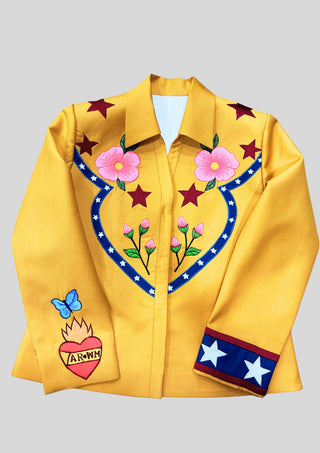 Women’s Mustard Country Western Embroidered 2 Piece Suit Country Girl Style
