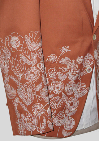 Embroidered Rust Country Western 2-Piece Suit with Floral Detailing