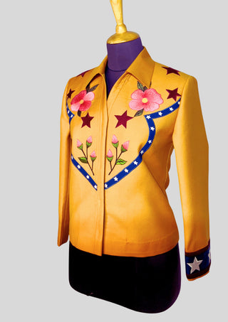 Women’s Mustard Country Western Embroidered 2 Piece Suit Country Girl Style