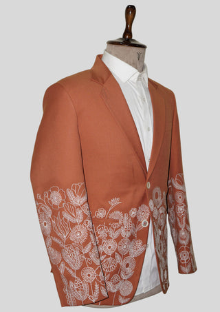 Embroidered Rust Country Western 2-Piece Suit with Floral Detailing