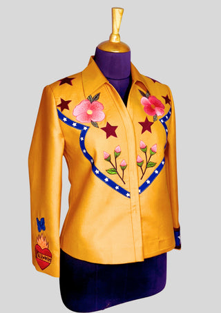 Women’s Mustard Country Western Embroidered 2 Piece Suit Country Girl Style