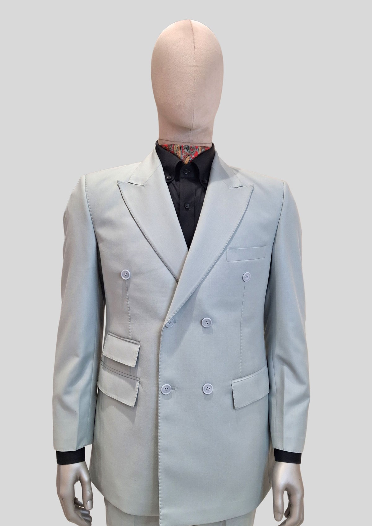 Men’s Light Grey 2 Piece Double Breasted Suit Modern Formal & Wedding Wear