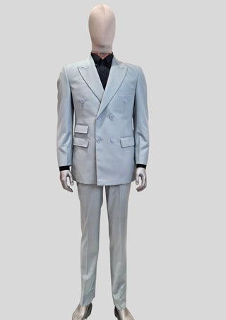 Men’s Light Grey 2 Piece Double Breasted Suit Modern Formal & Wedding Wear