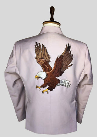 Men’s Lilac Country Western Embroidered 2 Piece Suit with Rhinestones Desert Wildlife Groom Blazer Set
