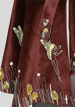 Women Blue Velvet Gold Embroidered Fairy Cape Custom Handmade Party Statement Cape