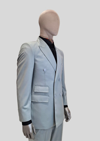 Men’s Light Grey 2 Piece Double Breasted Suit Modern Formal & Wedding Wear