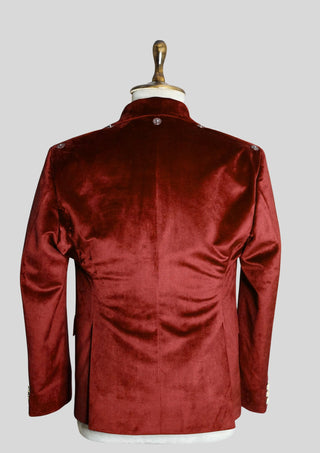 Men;s Maroon Velvet 4 Piece Embroidered Rococo Suit For Carnival Party Outfit