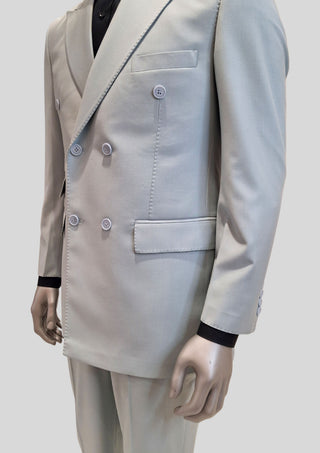 Men’s Light Grey 2 Piece Double Breasted Suit Modern Formal & Wedding Wear