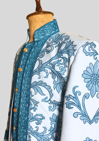 Men’s Rococo Embroidered 3-Piece Suit – Sky Blue Royal Historical Costume