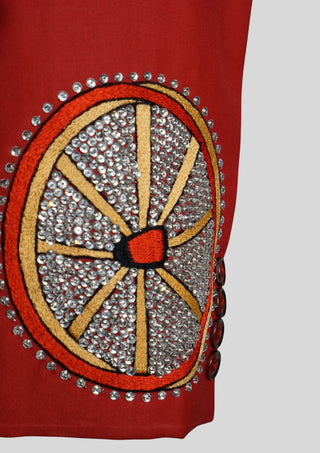 Men’s Red Embroidered Western Party Blazer Embellishment Train Style Blazer  Country Wedding Groom Outfit