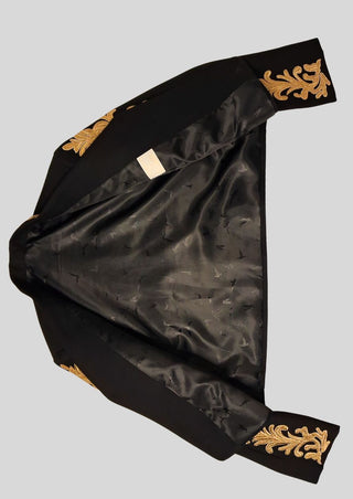 Men Custom Black Mariachi Charro Suit Gold Embroidered Mexican Outfit