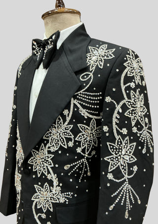 Men’s Black Fully Embellished 2-Piece Suit Wedding Groom Outfit