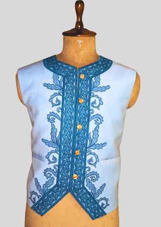Men’s Rococo Embroidered 3-Piece Suit – Sky Blue Royal Historical Costume