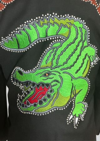 Men’s Black Embroidered Cowboy Fringe Jacket with Rhinestones Country Part Outfit