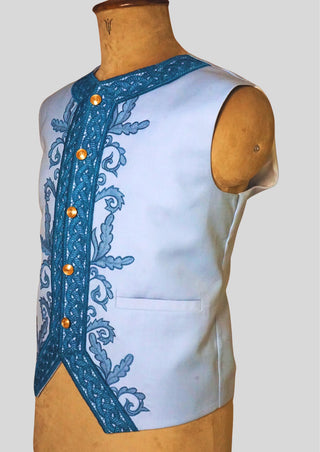 Men’s Rococo Embroidered 3-Piece Suit – Sky Blue Royal Historical Costume