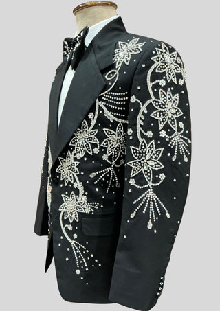 Men’s Black Fully Embellished 2-Piece Suit Wedding Groom Outfit